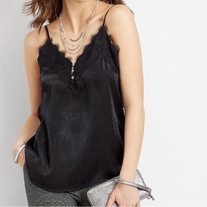 Maurices  lace v-neck satin tank with buttons detail XL